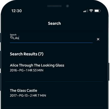 Screenshot of Search screen on Spectrum Access mobile app
